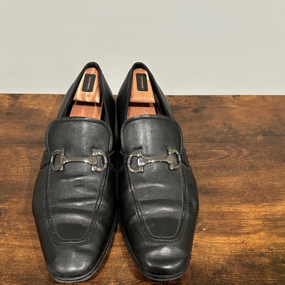 Salvatore Ferragamo Black Leather Men's Loafers / Slip-Ons